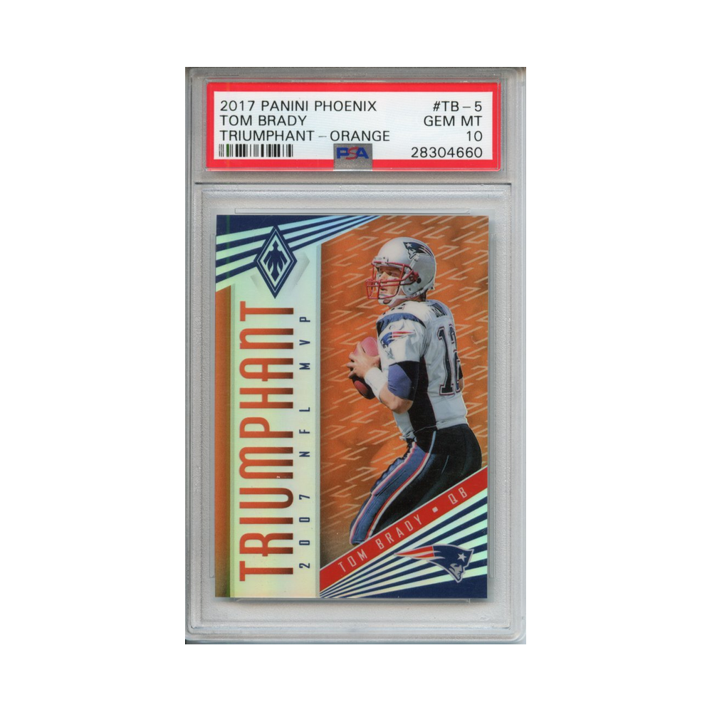 Tom-Brady-Triumphant--Orange-2017-Panini-Phoenix-PSA-10-Vorderseite
