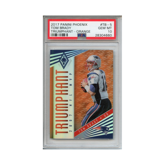 Tom-Brady-Triumphant--Orange-2017-Panini-Phoenix-PSA-10-Vorderseite