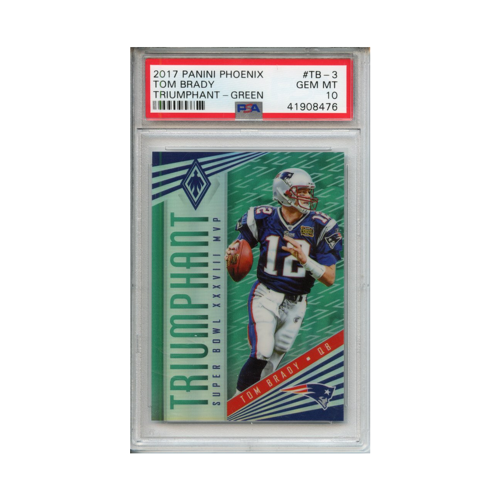 Tom-Brady-Triumphant--Green-2017-Panini-Phoenix-PSA-10-Vorderseite