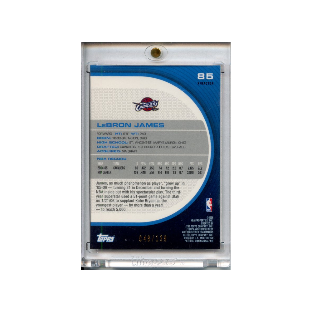 Lebron-James-Red-X-Fractor-/139-2005-Finest-Rückseite