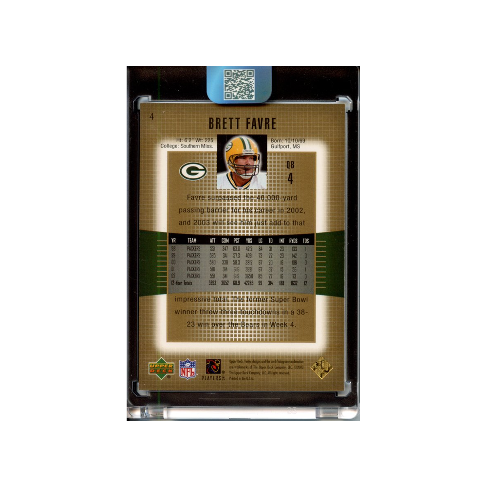 Brett-Favre-Gold-/50-2003-Upper-Deck-Finite-Rückseite