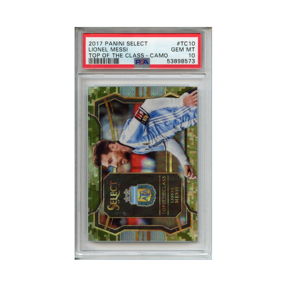 Lionel-Messi-Top-of-the-Class--Camo-2017-Panini-Select-PSA-10-Vorderseite