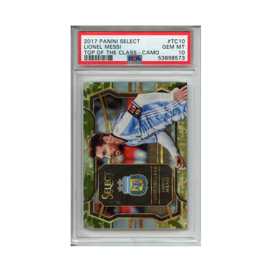 Lionel-Messi-Top-of-the-Class--Camo-2017-Panini-Select-PSA-10-Vorderseite