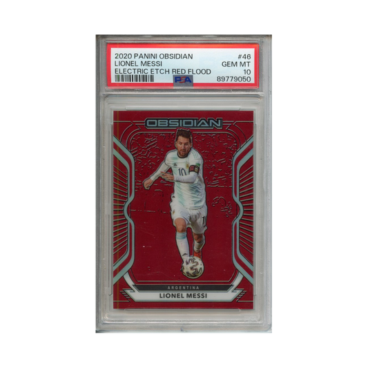 Lionel-Messi-Electric-Etch-Red-Flood-2020-Panini-Obsidian-PSA-10-Vorderseite