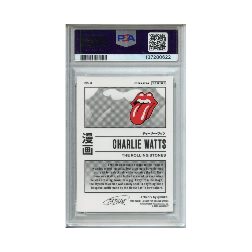 Charlie-Watts-Manga-2025-Prizm-Rolling-Stones-PSA-9-Rückseite
