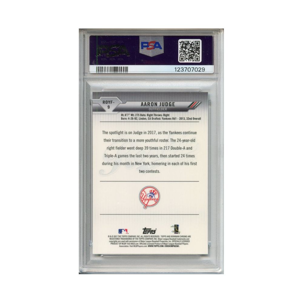 Aaron-Judge-Rookie-of-the-Year-Favorites-2017-Bowman-PSA-10-Rückseite