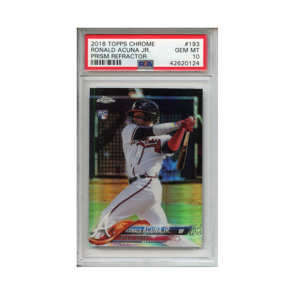 Ronald-Acuna-Jr.-Prism-Refractor-2018-Topps-Chrome-#1-PSA-10-Vorderseite