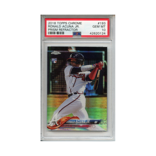 Ronald-Acuna-Jr.-Prism-Refractor-2018-Topps-Chrome-#1-PSA-10-Vorderseite