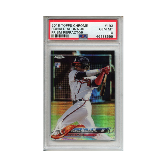 Ronald-Acuna-Jr.-Prism-Refractor-2018-Topps-Chrome-#2-PSA-10-Vorderseite