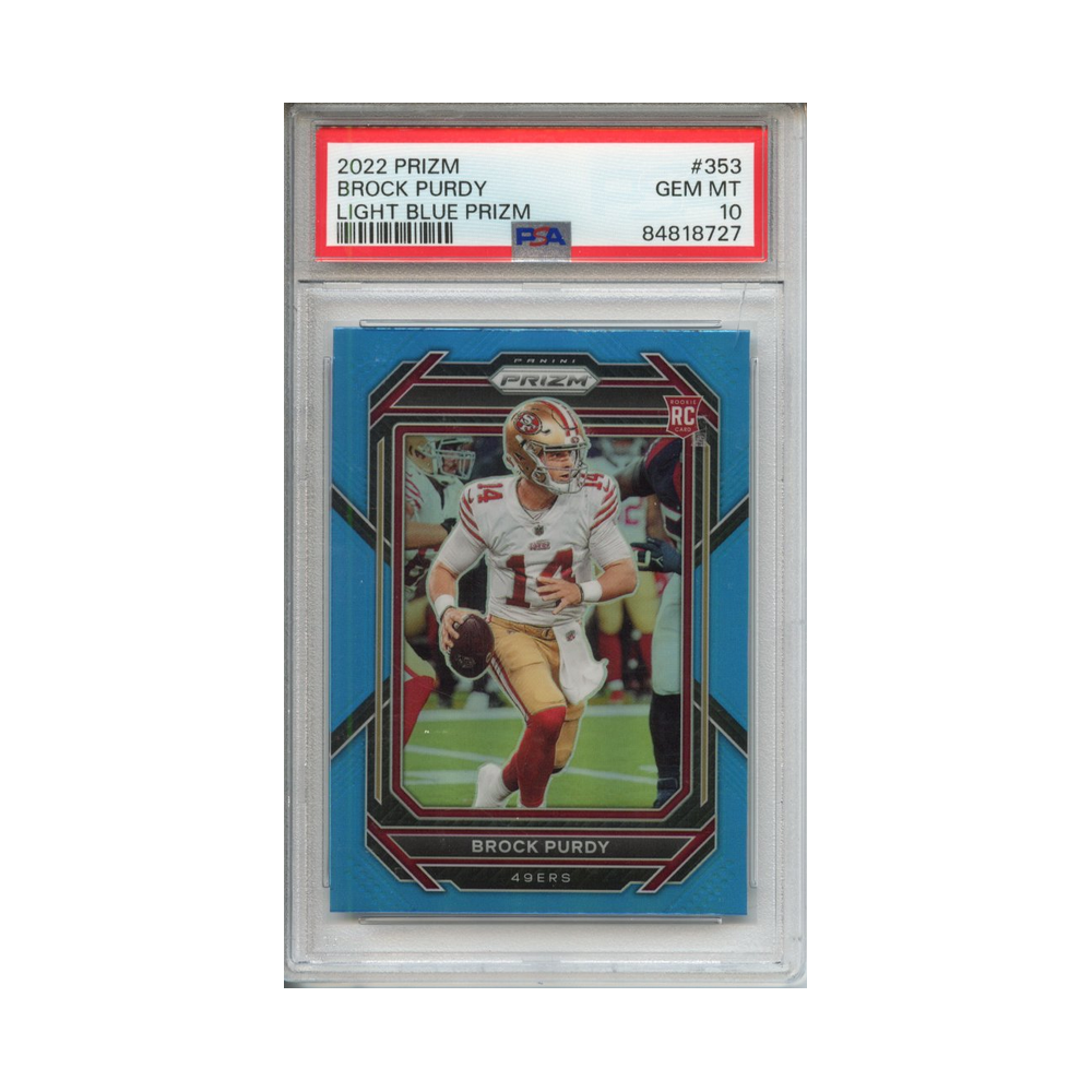 Brock-Purdy-Light-Blue-Prizm-2022-Prizm-PSA-10-Vorderseite