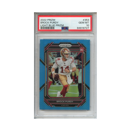 Brock-Purdy-Light-Blue-Prizm-2022-Prizm-PSA-10-Vorderseite