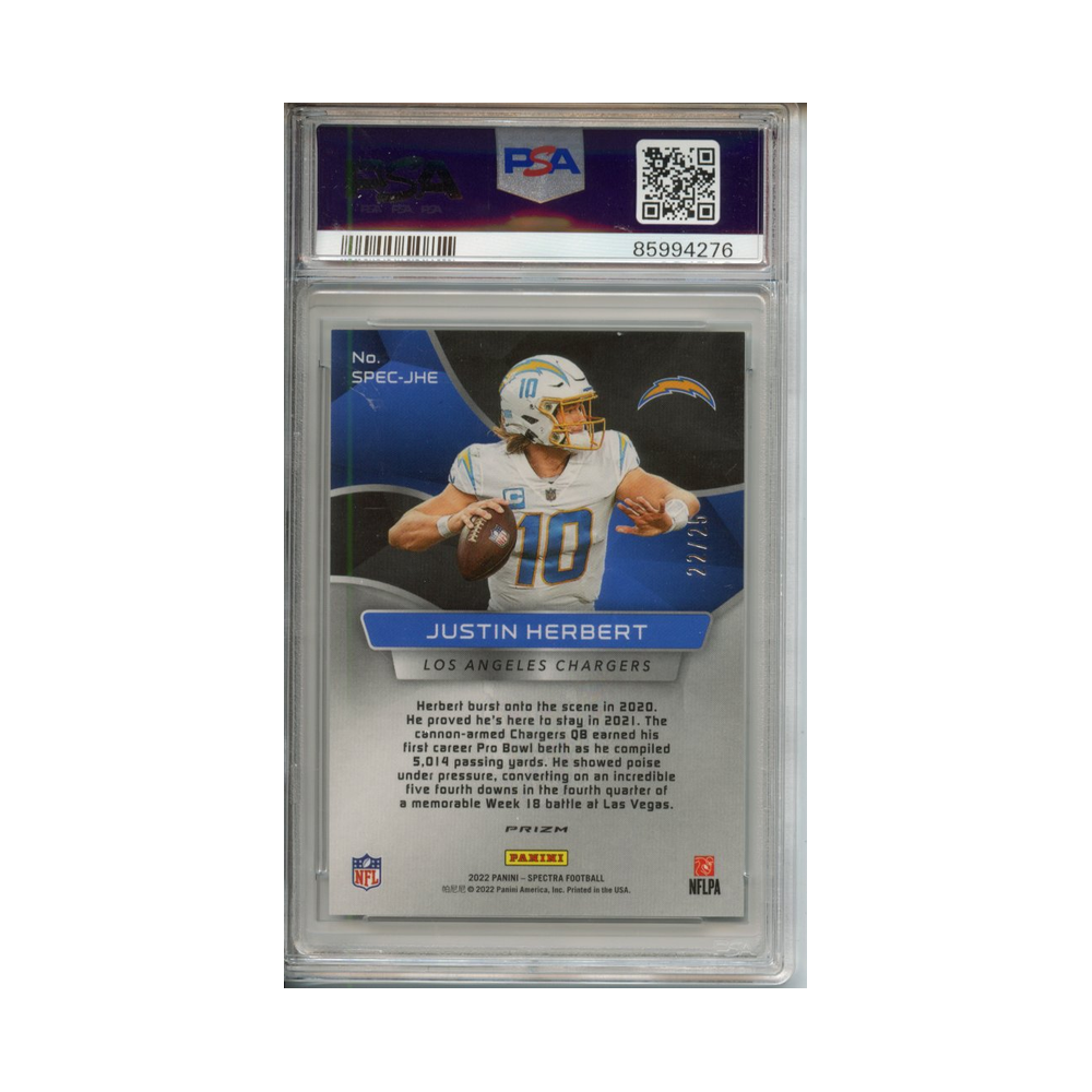 Justin-Herbert-Spectracular-Meta-2022-Spectra-PSA-10-Rückseite