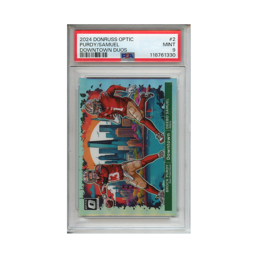 Purdy/Samuel-Downtown-Duos-2024-Donruss-Optic-PSA-9-Vorderseite