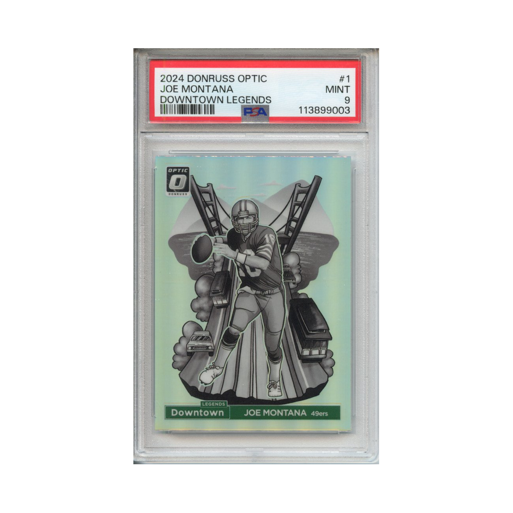 Joe-Montana-Downtown-Legends-2024-Donruss-Optic-PSA-9-Vorderseite