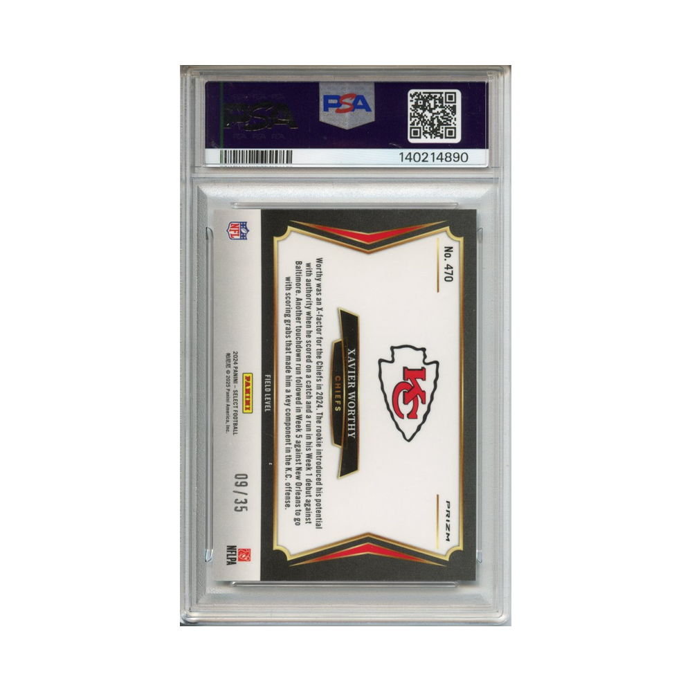 Xavier-Worthy-White-Prizm-2024-Select-PSA-9-Rückseite
