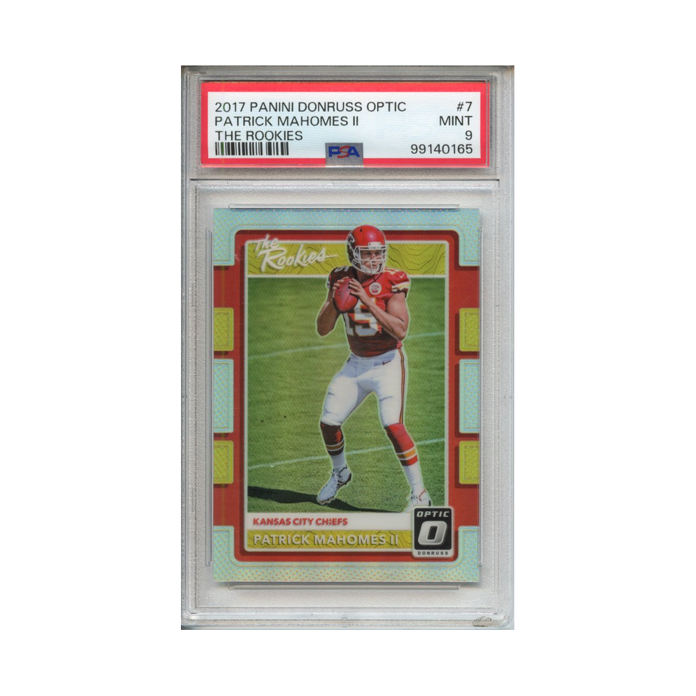 Patrick-Mahomes-II-The-Rookies-2017-Panini-Donruss-Optic-PSA-9-Vorderseite