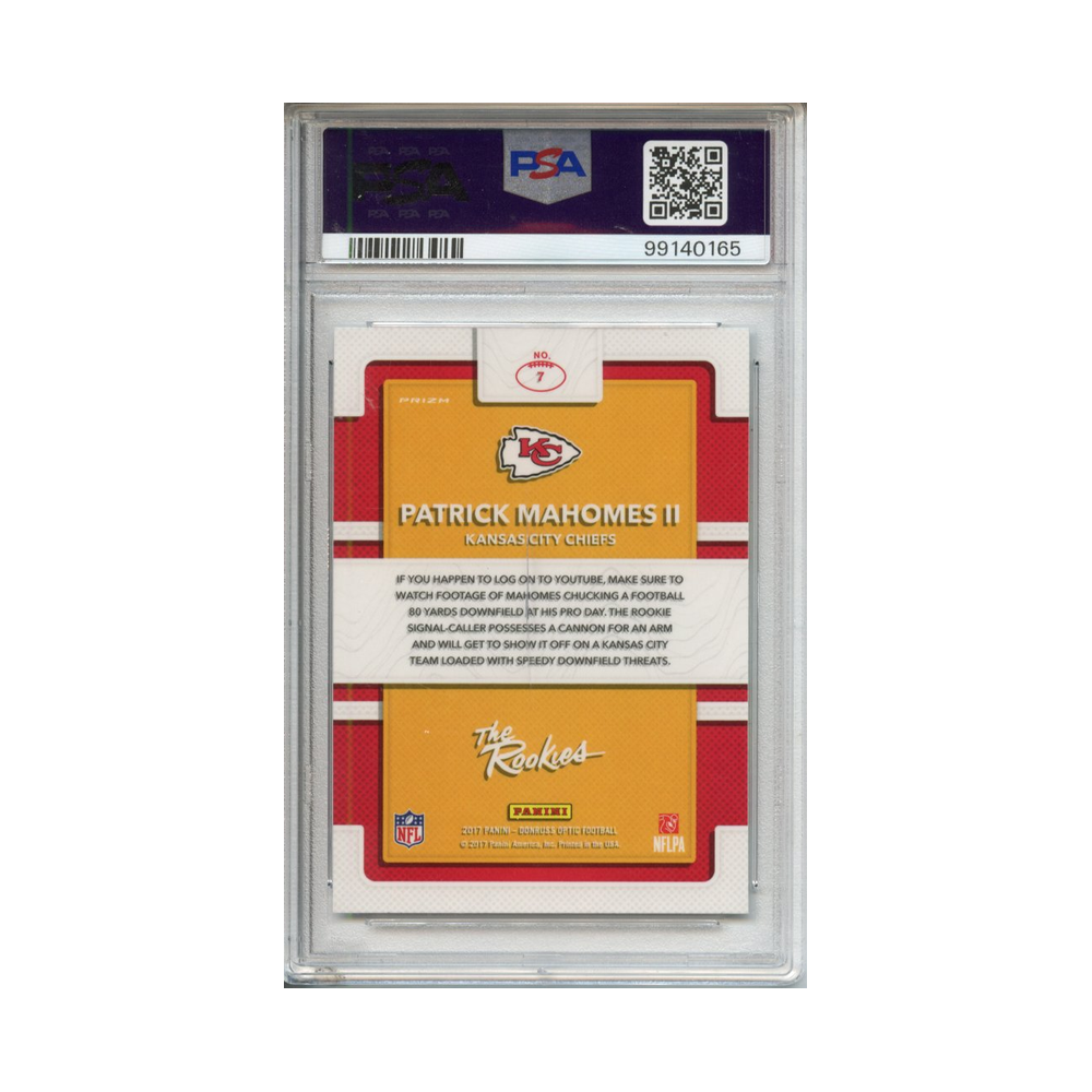 Patrick-Mahomes-II-The-Rookies-2017-Panini-Donruss-Optic-PSA-9-Rückseite