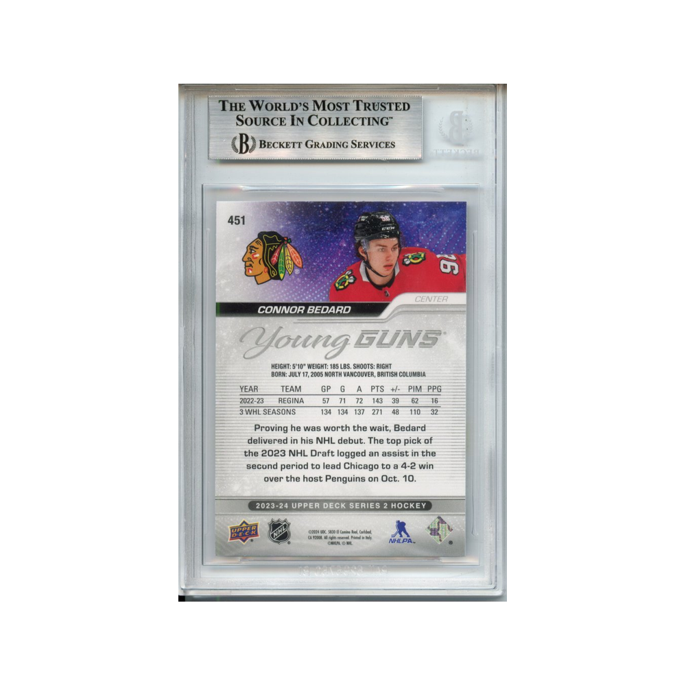 Connor-Bedard-Young-Guns-2023-24-Upper-Deck-BGS-9-Rückseite