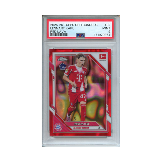Lennart-Karl-Red-Lava-/5-2025-26-Topps-Chrome-Bundesliga-PSA-9-Vorderseite