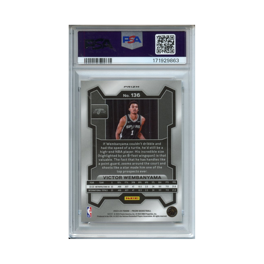 Victor-Wembanyama-Silver-Prizm-2023-Prizm--PSA-9-Rückseite