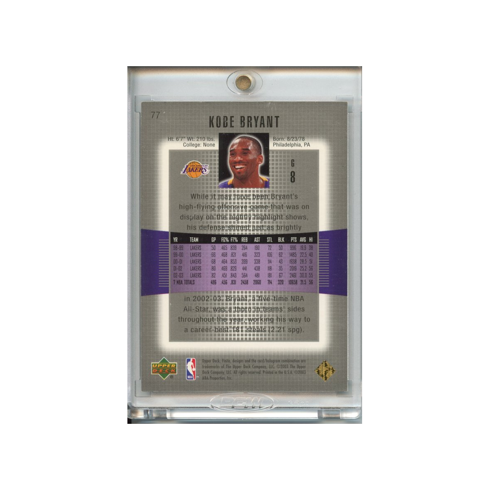 Kobe-Bryant-Gold-/299-2003-Upper-Deck-Finite-Rückseite