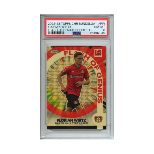 Florian-Wirtz-Flash-of-Genius--Super-1/1-2022-23-Topps-Chrome-Bundesliga-PSA-8-Vorderseite