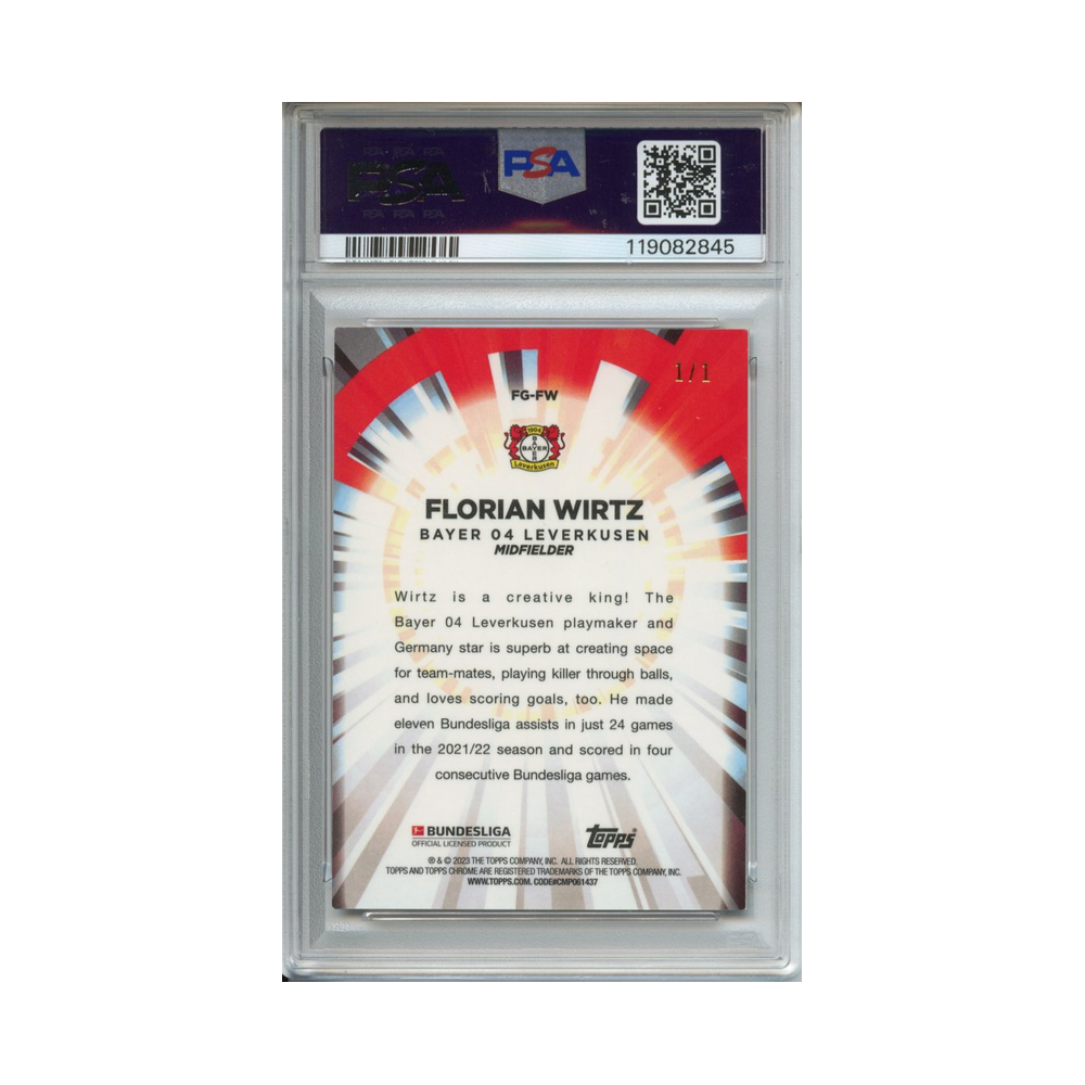 Florian-Wirtz-Flash-of-Genius--Super-1/1-2022-23-Topps-Chrome-Bundesliga-PSA-8-Rückseite