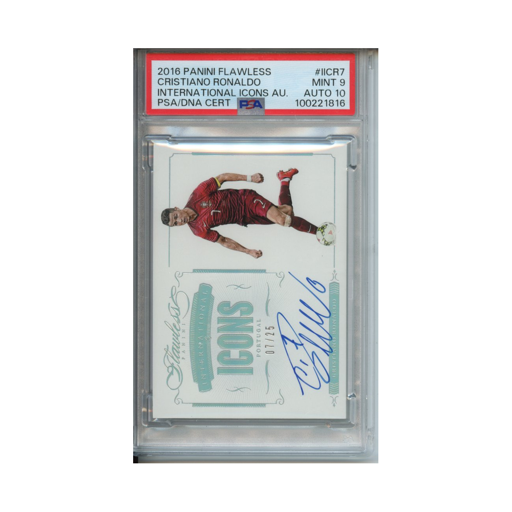 Cristiano-Ronaldo-International-Icons-Autograph-2016-Panini-Flawless-PSA-9/10-Vorderseite