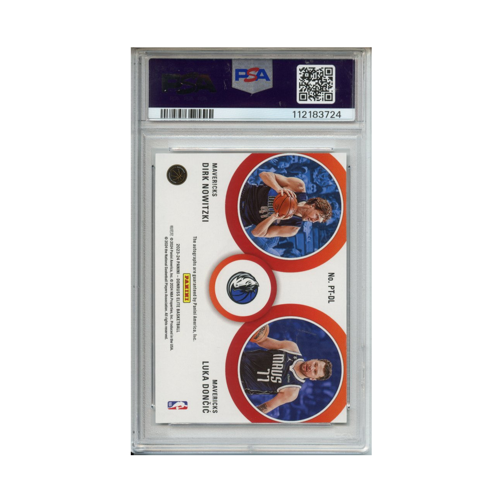 Doncic/Nowitzki-Passing/Torch-Signature--Gold-2023-Donruss-Elite-PSA-10/10-Rückseite