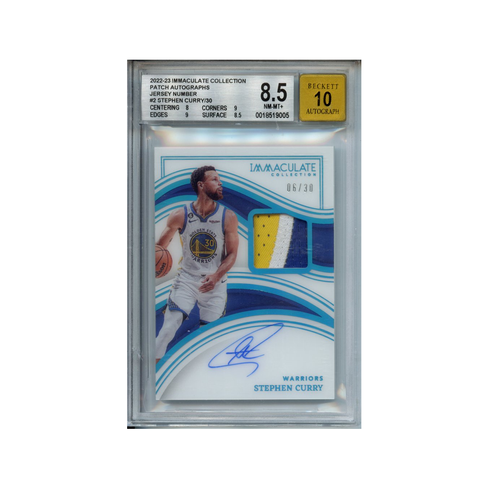 Stephen-Curry-Patch-Autographs-Jersey-Number-/30-2022-23-Immaculate-Collection-BGS-8.5/10-Vorderseite
