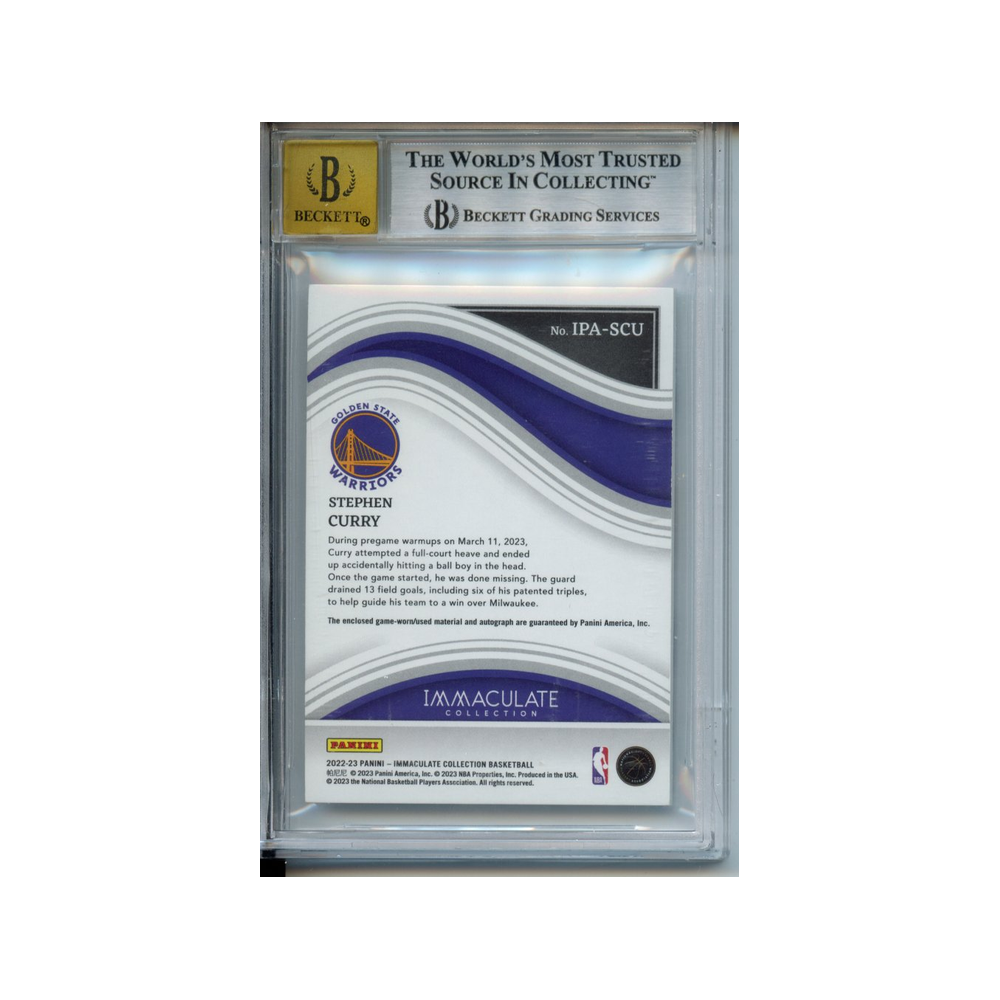 Stephen-Curry-Patch-Autographs-Jersey-Number-/30-2022-23-Immaculate-Collection-BGS-8.5/10-Rückseite