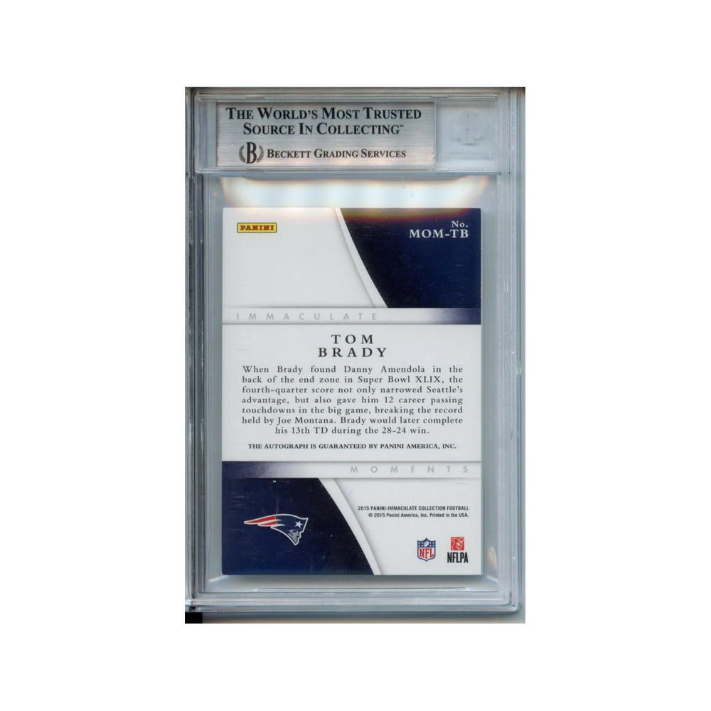 Tom-Brady-Immaculate-Moments-Autos-/10-2015-Immaculate-Collection-BGS-8-Rückseite