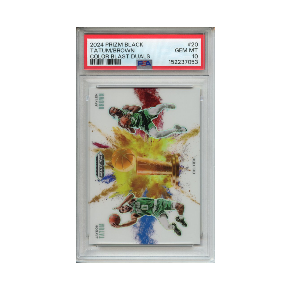 Jayson-Tatum/-Jaylen-Brown-Color-Blast-Duals-2024-Prizm-Black-PSA-10-Vorderseite