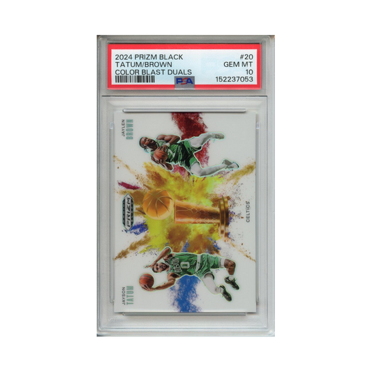 Jayson-Tatum/-Jaylen-Brown-Color-Blast-Duals-2024-Prizm-Black-PSA-10-Vorderseite