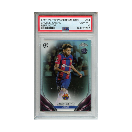 Lamine-Yamal-Refractor-2023-24-Topps-Chrome-UCC-PSA-10-Vorderseite