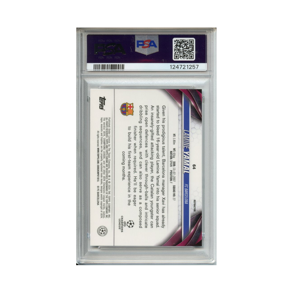 Lamine-Yamal-Refractor-2023-24-Topps-Chrome-UCC-PSA-10-Rückseite