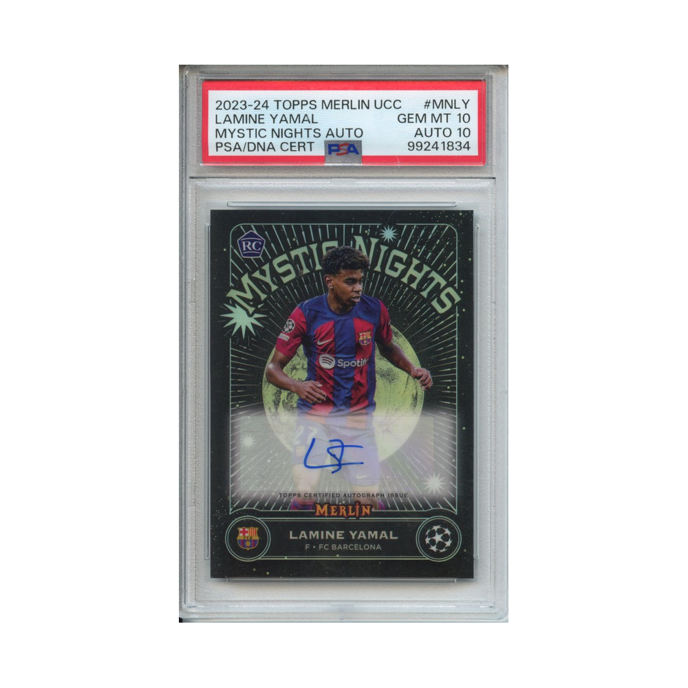Lamine-Yamal-Mystic-Nights-Auto-2023-24-Topps-Merlin-UCC-PSA-10/10-Vorderseite