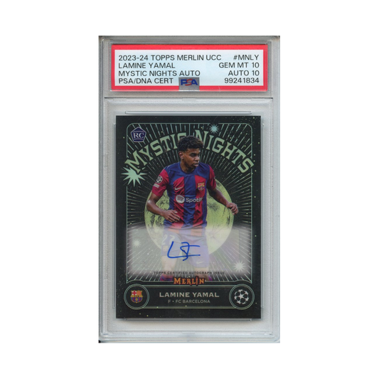 Lamine-Yamal-Mystic-Nights-Auto-2023-24-Topps-Merlin-UCC-PSA-10/10-Vorderseite