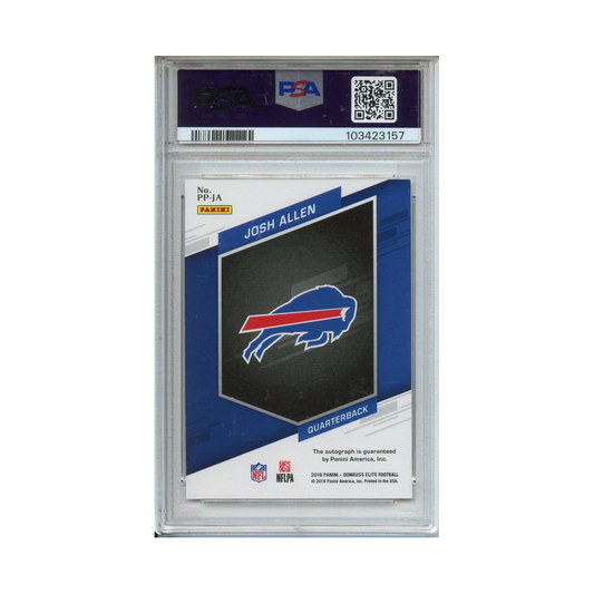 Josh-Allen-Pen-Pals-Autograph-Green-Ink-2018-Panini-Donruss-Elite-PSA-7-Rückseite