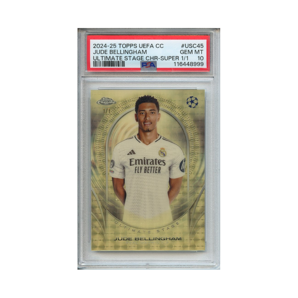 Jude-Bellingham-Ultrimate-Stage-Chrome--Super-1/1-2024-25-Topps-UEFA-CC-PSA-10-Vorderseite