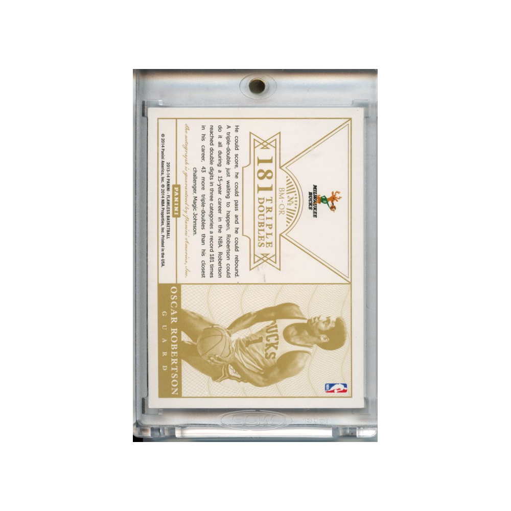 Oscar-Robertson-Autograph-Gold-/10-2013-Flawless-Rückseite