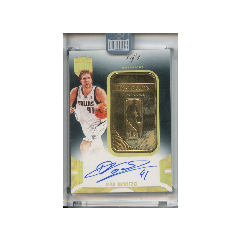 Dirk-Nowitzki-Autograph-14K-Gold-Troy-Ounce-1/1-2024-Eminence-Vorderseite