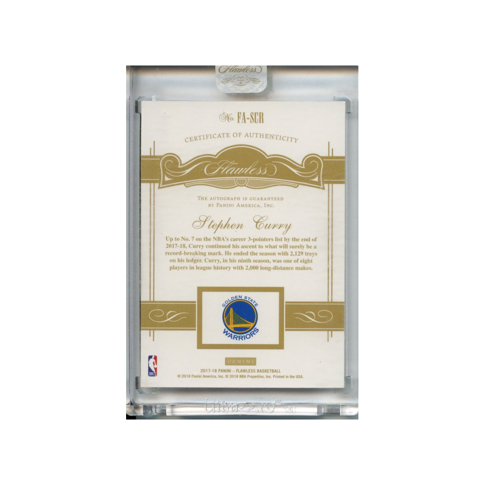 Stephen-Curry-Autograph-Gold-/10-2017-Flawless-Rückseite