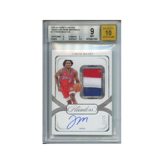 Tyrese-Maxey-/25-Signature-Prime-Materials-2023-24-Panini-Flawless-BGS-9/10-Vorderseite