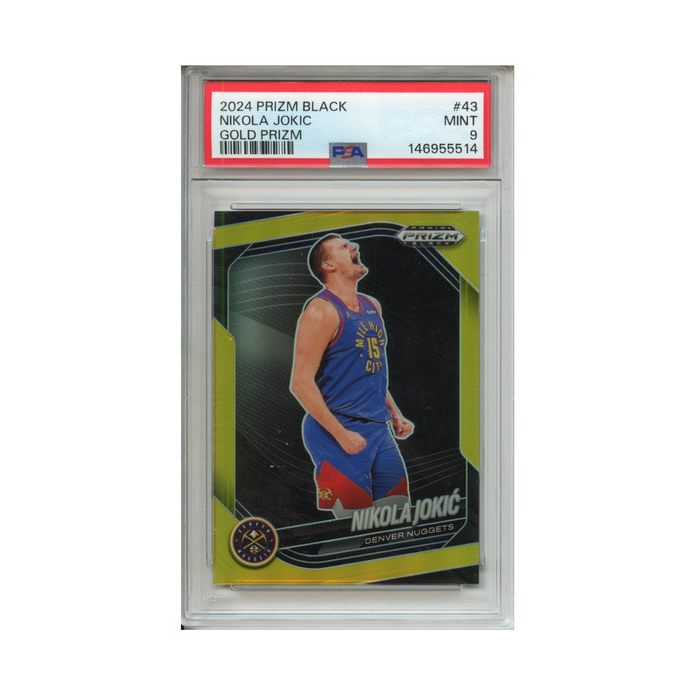 Nikola-Jokic-Gold-Prizm-2024-Prizm-Black-PSA-9-Vorderseite