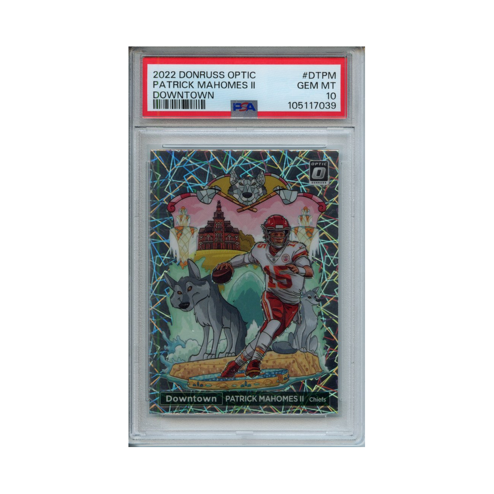 Patrick-Mahomes-II-Downtown-2022-Donruss-Optic-PSA-10-Vorderseite
