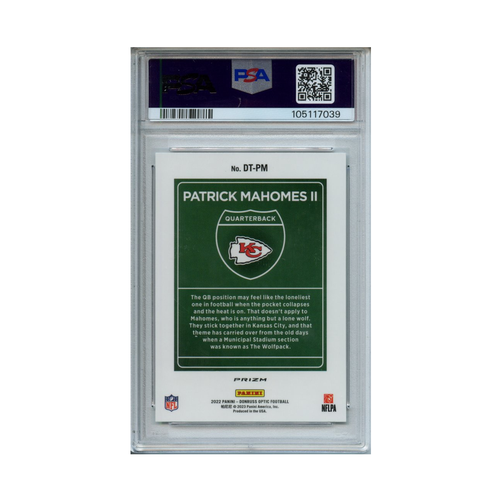 Patrick-Mahomes-II-Downtown-2022-Donruss-Optic-PSA-10-Rückseite