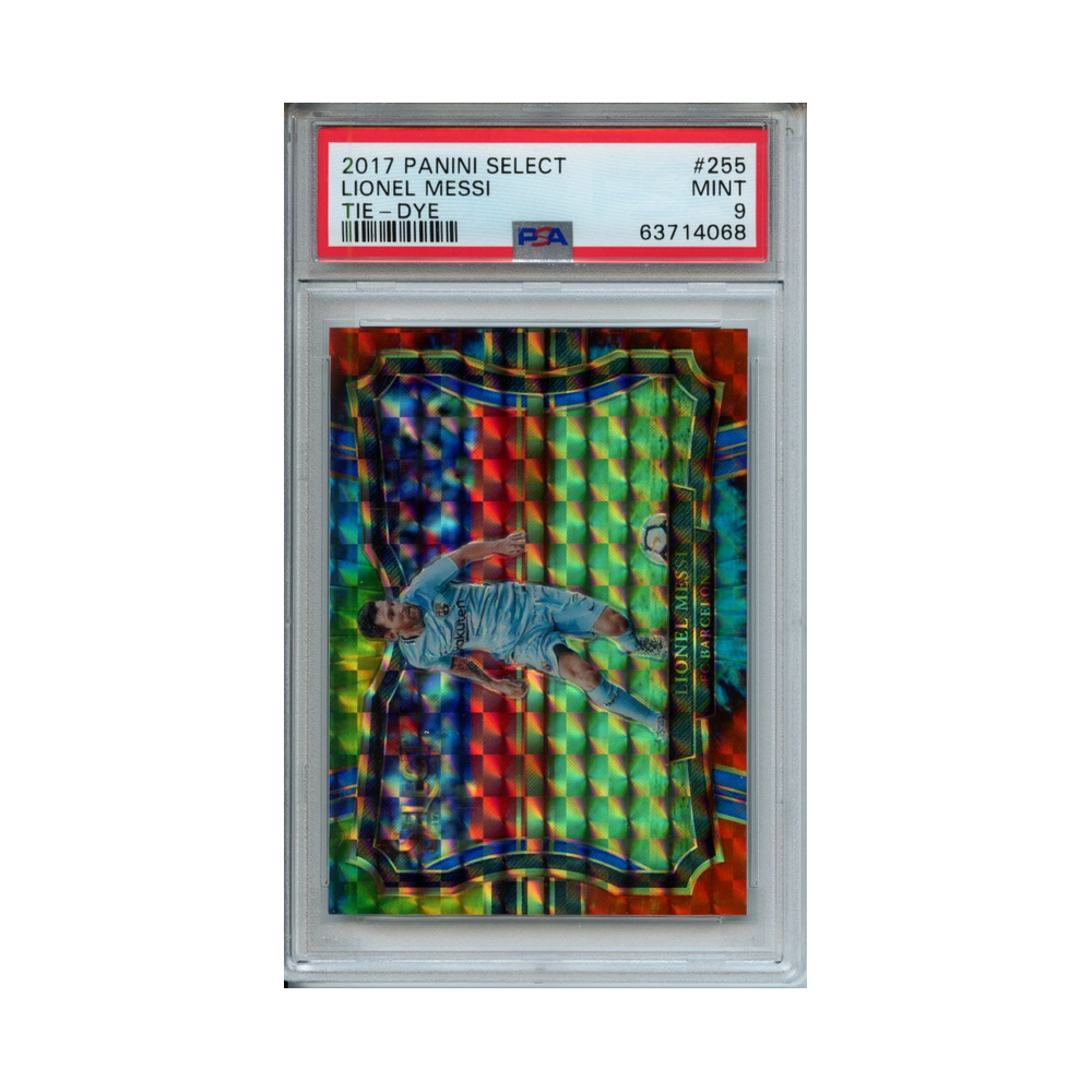 Lionel-Messi-Tie-Dye-2017-Panini-Select-PSA-9-Vorderseite