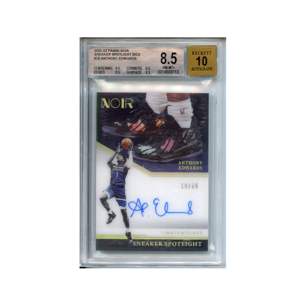 Anthony-Edwards-Sneaker-Spotlight-Signatures-2021-22-Panini-Noir-BGS-8.5/10-Vorderseite