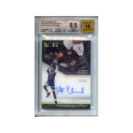 Anthony-Edwards-Sneaker-Spotlight-Signatures-2021-22-Panini-Noir-BGS-8.5/10-Vorderseite